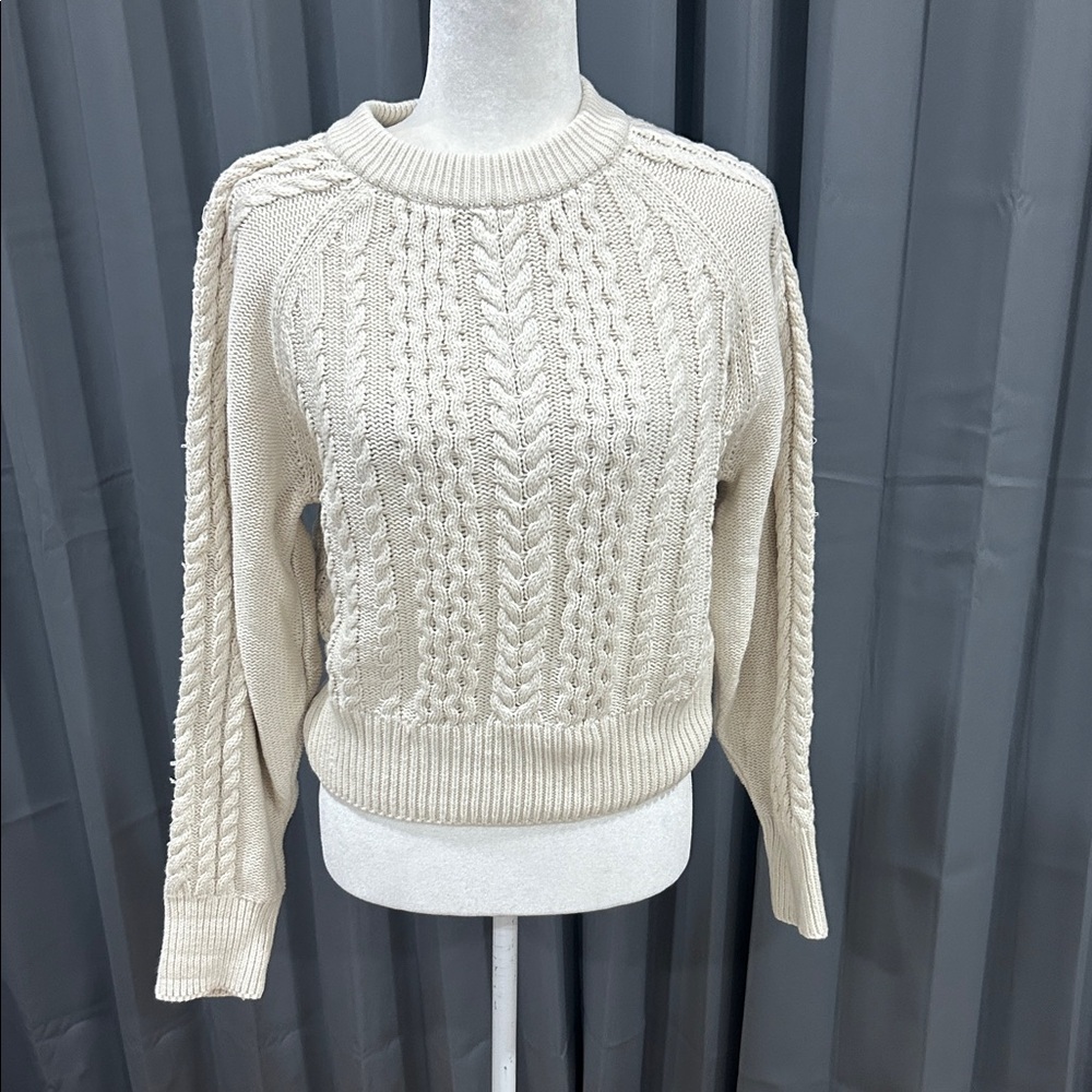 Anthropologie Cream Cable Knit Sweater